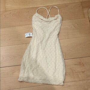 Elegant Cream Spaghetti Strap Dress